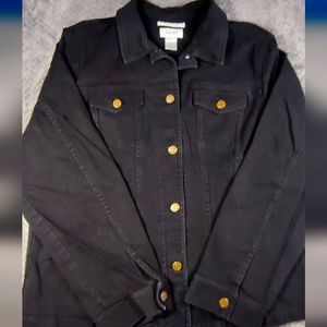 Jones Sport Vintage Women's Black Jean Stretchy Jacket #064